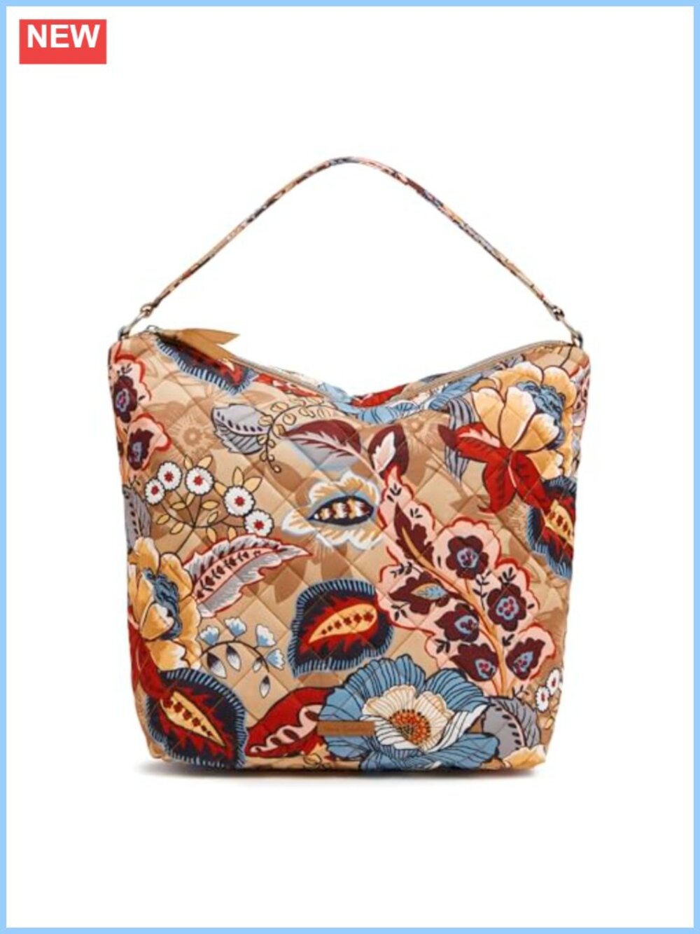 Vera Bradley Performance Twill Oversized Hobo Shoulder Bag with Floral Pattern